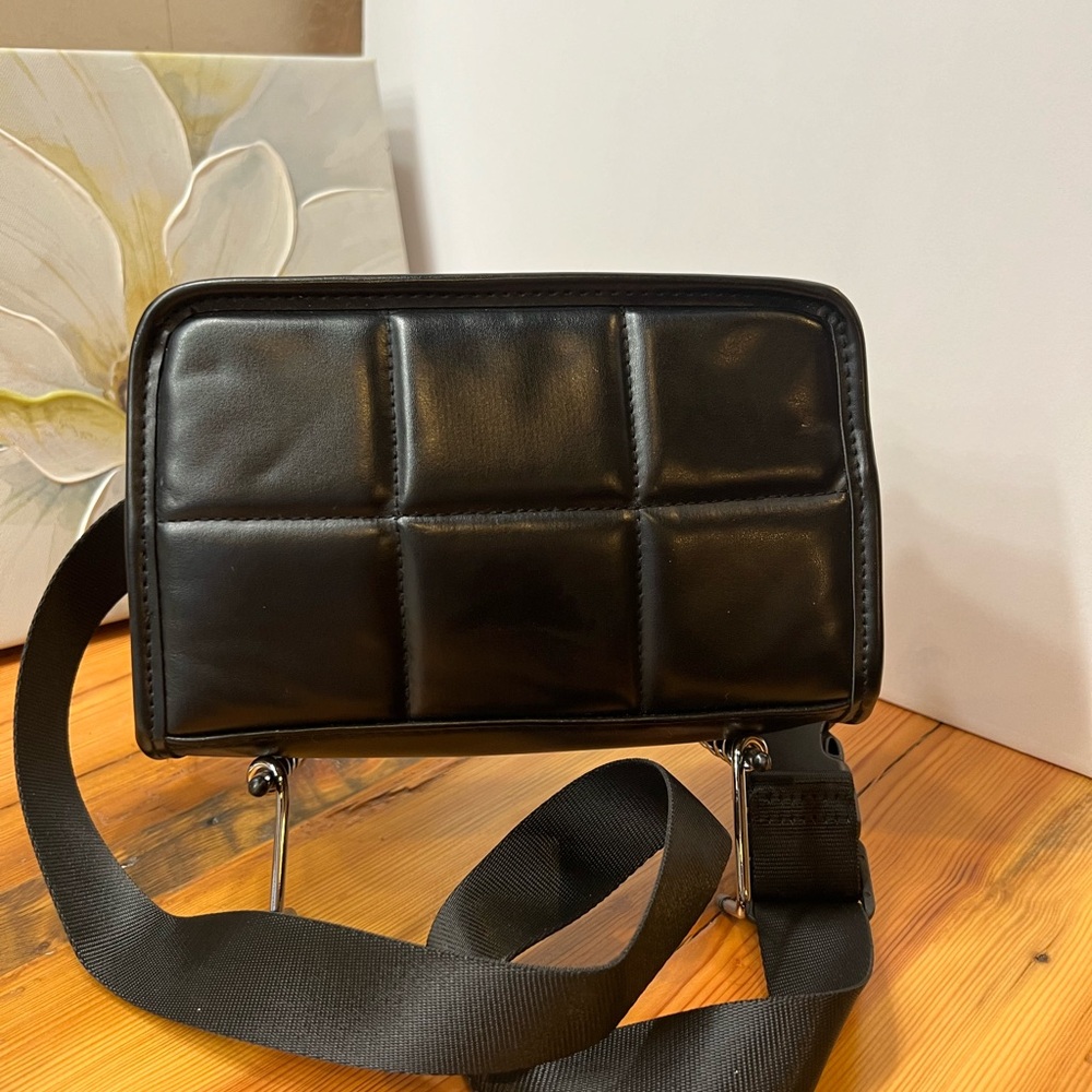 Amanda Uprichard belt bag black quilted faux leather